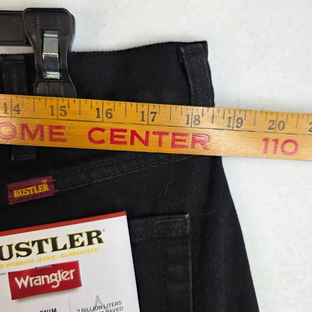Rustler Mens Regular Straight Leg Jeans 38X30 Black Denim Whimsygoth Western